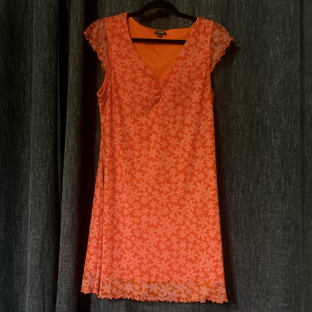 Orange wild fable dress with pink flowers